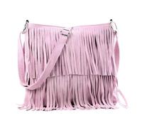 Kitise Women's Boho Style Italian Fringed Suede Crossbody Bag in Pink Kitise Pink One Size