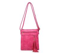 Kitise Women's Braided Trim Double Compartment Crossbody Bag with Tassel Charm in Baby Pink Kitise Baby Pink One Size