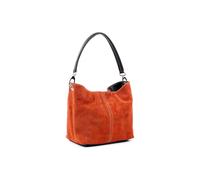 Kitise Women's Bright Colour Multi-Compartments Italian Genuile Suede Small Tote Bag in Orange