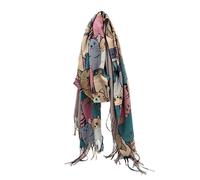 Kitise Women's Bright Colour Whimsical Cat Themed Soft Cashmere Blend Scarf in Beige