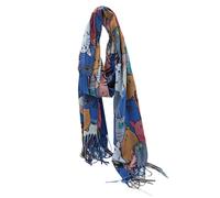 Kitise Women's Bright Colour Whimsical Cat Themed Soft Cashmere Blend Scarf in Blue