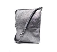 Kitise Women's Casual Flap Genuine Italian Leather Classic Small Shoulder Handbag Crossbody Messenger Bag Phone Holder -DARK SILVER