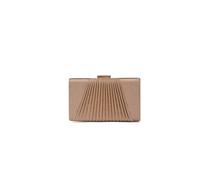 Kitise Women's Center Pletead Hard Case Shiny Glitter Clutch Evening Bag in Rose Gold