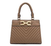 Kitise Women's Chic Chevron Pattern Dual Handles Gold-Tone Chain Accent Shoulder Handbag Tote Bag in Brown Kitise Brown One Size