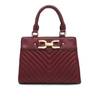 Kitise Women's Chic Chevron Pattern Dual Handles Gold-Tone Chain Accent Shoulder Handbag Tote Bag in Red Kitise Red One Size