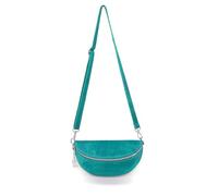 Kitise Women's Classic Design Adjustable Strap Handmade Zippered Pouch Italian Suede Leather Crossbody Sling Bag (Turquoise)