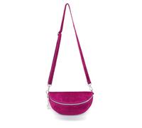 Kitise Women's Classic Design Adjustable Strap Handmade Zippered Pouch Italian Suede Leather Crossbody Sling Bag (Fuchsia)