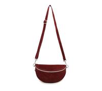 Kitise Women's Classic Design Adjustable Strap Handmade Zippered Pouch Italian Suede Leather Crossbody Sling Bag (Burgundy)