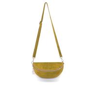 Kitise Women's Classic Design Adjustable Strap Handmade Zippered Pouch Italian Suede Leather Crossbody Sling Bag (Yellow)
