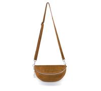 Kitise Women's Classic Design Adjustable Strap Handmade Zippered Pouch Italian Suede Leather Crossbody Sling Bag (Brown)