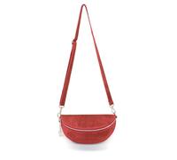 Kitise Women's Classic Design Adjustable Strap Handmade Zippered Pouch Italian Suede Leather Crossbody Sling Bag (Coral)