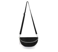 Kitise Women's Classic Design Adjustable Strap Handmade Zippered Pouch Italian Suede Leather Crossbody Sling Bag (Black)