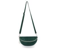 Kitise Women's Classic Design Adjustable Strap Handmade Zippered Pouch Italian Suede Leather Crossbody Sling Bag (Dark Green)