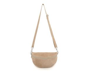 Kitise Women's Classic Design Adjustable Strap Handmade Zippered Pouch Italian Suede Leather Crossbody Sling Bag