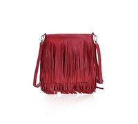 Kitise Women's Classic PU Leather Fringe Detail Boho Style Crossbody Handbag in Red Kitise Red One Size