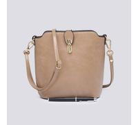 Kitise Women's Classic Small Push Bucklet Crossbody Bag Messenger Bag in Beige