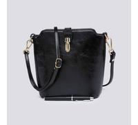 Kitise Women's Classic Small Push Bucklet Crossbody Bag Messenger Bag in Black