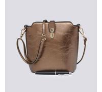 Kitise Women's Classic Small Push Bucklet Crossbody Bag Messenger Bag in Bronze