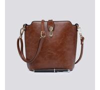 Kitise Women's Classic Small Push Bucklet Crossbody Bag Messenger Bag in Brown Kitise Brown One Size