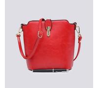 Kitise Women's Classic Small Push Bucklet Crossbody Bag Messenger Bag in Red