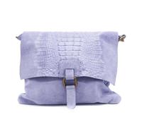 Kitise Women's Croc Skin Flap Over Italian Soft Suede Leather Small Crossbody Shoulder Bag Handbag in Blue Kitise Blue One Size