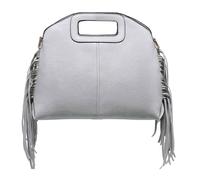 Kitise Women's Cutout Handle Side Frindge Faux Leather Tote Shoulder Handbag in Grey