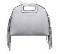 Kitise Women's Cutout Handle Side Frindge Faux Leather Tote Shoulder Handbag in Grey Kitise Grey One Size