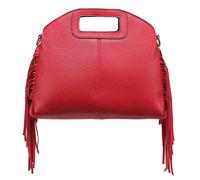 Kitise Women's Cutout Handle Side Frindge Faux Leather Tote Shoulder Handbag in Red
