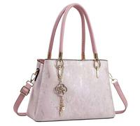 Kitise Women's Decorative Textured Convertible Crossbody Shoulder Handbag in Pink