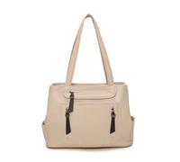 Kitise Women's Double Compartments Multi-Pockets Large Handle Tote Bag in Beige