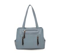 Kitise Women's Double Compartments Multi-Pockets Large Handle Tote Bag in Blue
