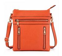 Kitise Women's Double Compartments Multiple Zipper Pockets Slim Crossbody Handbag in Orange Kitise Orange One Size