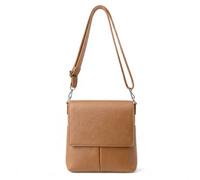 Kitise Women's Double Front Pockets Pebbled Leather Flap Crossbody Bag in Brown Kitise Brown One Size