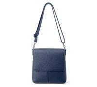 Kitise Women's Double Front Pockets Pebbled Leather Flap Crossbody Bag in Dark Blue Kitise Dark Blue One Size