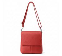 Kitise Women's Double Front Pockets Pebbled Leather Flap Crossbody Bag in Red