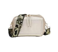 Kitise Women's Double Ribbon Zip Compartments Small Crossbody Bag With Canvas Strap in Gold