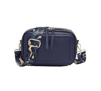 Kitise Women's Double Ribbon Zip Compartments Small Crossbody Bag With Canvas Strap in Navy