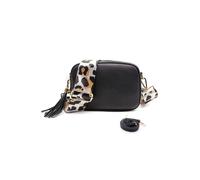 Kitise Women's Double Strap Tassel Charm Canvas Strap Camera Crossbody Bag in Black Kitise Black One Size