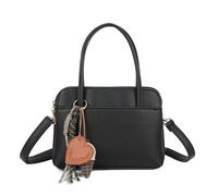 Kitise Women's Double Zip Top Handle Heart Charm Crossbody Shoulder Handbag in Black Kitise Black One Size