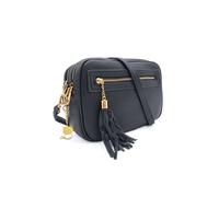 Kitise Women's Dual Zipper Tassel Charm Crossbody Camera Bag in Black