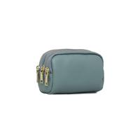Kitise Women's Durable Genuine Leather Three Zippered Compartments Pouch Purse in Blue Kitise Blue One Size