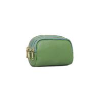 Kitise Women's Durable Genuine Leather Three Zippered Compartments Pouch Purse in Green Kitise Green One Size