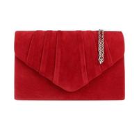 Kitise Women's Elegant Faux Suede Pleated V Shape Evening Clutch Bag in Burgundy