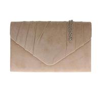 Kitise Women's Elegant Faux Suede Pleated V Shape Evening Clutch Bag in Nude Kitise Nude One Size