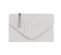 Kitise Women's Elegant Faux Suede Pleated V Shape Evening Clutch Bag in White Kitise White One Size