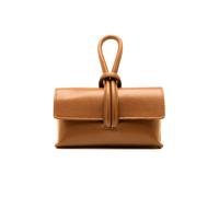 Kitise Women's Elegant Italian Leather Tie Closure Clutch Crossbody Bag with Long Strap in Brown