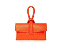 Kitise Women's Elegant Italian Leather Tie Closure Clutch Crossbody Bag with Long Strap in Orange
