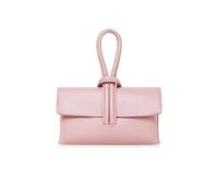 Kitise Women's Elegant Italian Leather Tie Closure Clutch Crossbody Bag with Long Strap in Pink