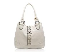 Kitise Women's Elegant Soft Faux Leather Doubel Compartment Fashion Handbag Tote Shopper Hobo Bag With Laser Cut Embelishement