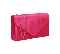 Kitise Women's Envelope V Shape Satin Pleated Clutch Bag in Fuchsia Kitise Fuchsia One Size